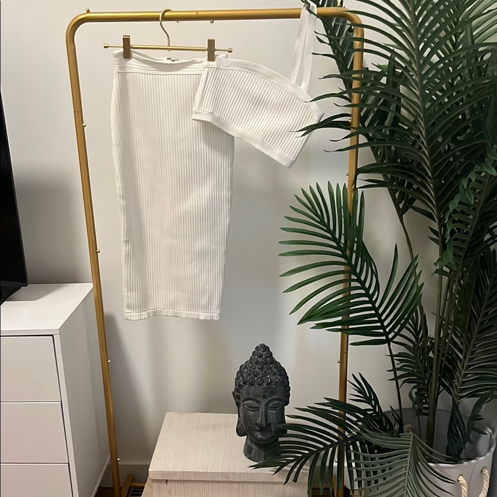 White Ribbed Two-Piece Set